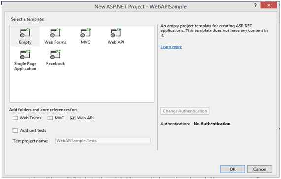 Create web API template 